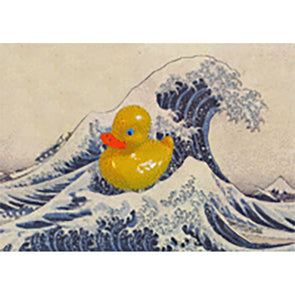 Hokusai Wave with Rubber Duck - Flicker Lenticular Postcard Greeting Card - NEW Post Cards 3dstereo 