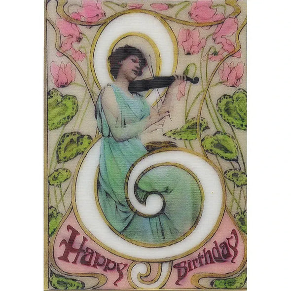 2 Vintage style Happy Birthday - 3D Action Lenticular Postcard Greeting Cards- NEW Postcard 3dstereo 