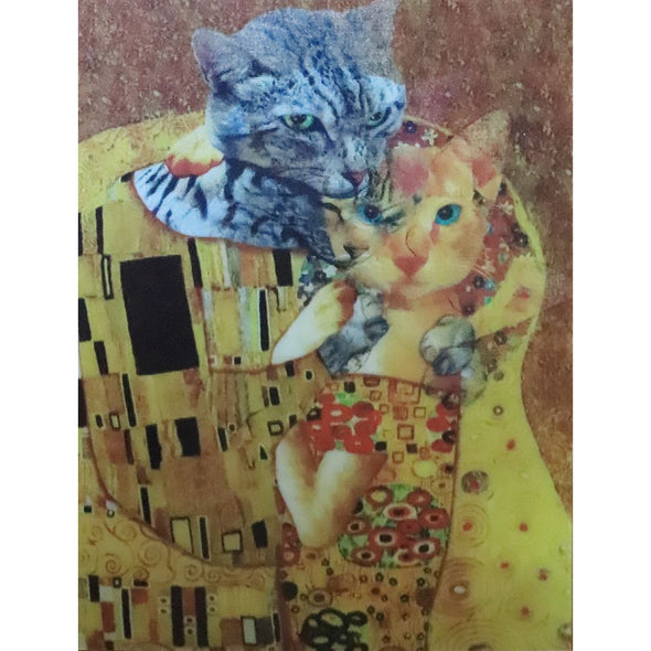 Klimt Parody of the Kiss - Dual Image Flicker Postcard Greeting Postcard 3dstereo 