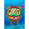 Diving Cat - Flicker Lenticular Postcard Greeting Card - NEW Post Cards 3dstereo 