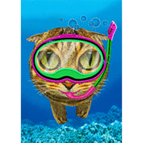 Diving Cat - Flicker Lenticular Postcard Greeting Card - NEW Post Cards 3dstereo 