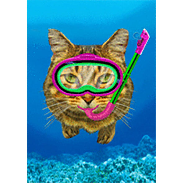 Diving Cat - Flicker Lenticular Postcard Greeting Card - NEW Post Cards 3dstereo 