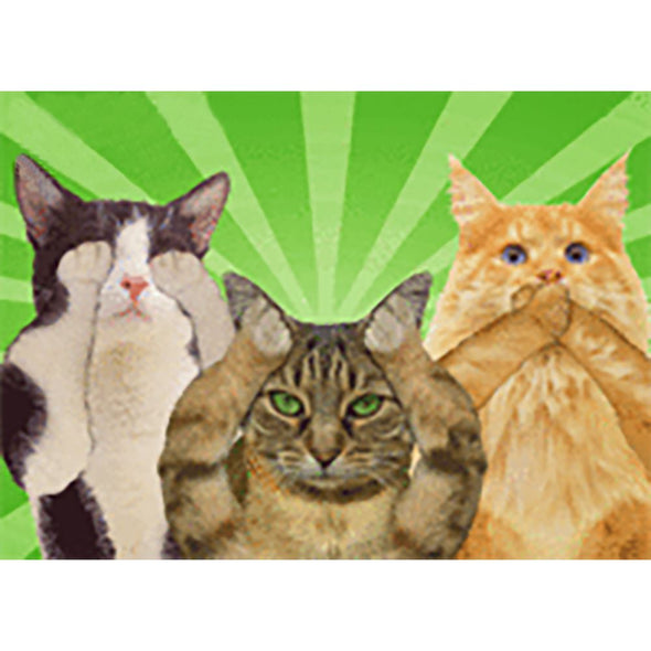 Cats - See No Evil, Hear No Evil, Speak No Evil - 3D Flicker Lenticular Postcard Greeting Card 3dstereo 