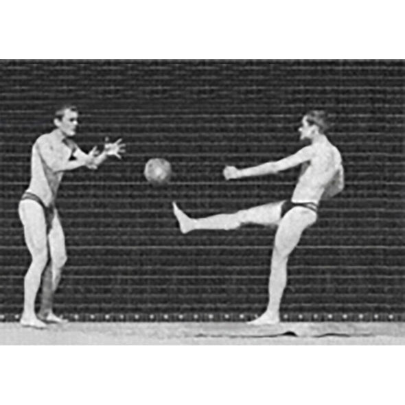 Muybridge - Motion Postcard - Kicking and Catching Ball - NEW Post Cards 3dstereo 