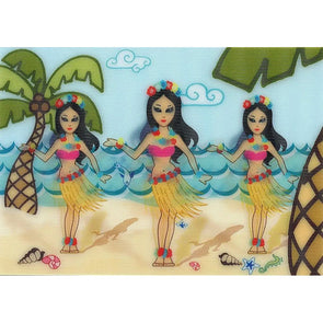 Hula Girls Dancing - 3D Motion Lenticular Postcards Greeting Cards Postcard 3dstereo 