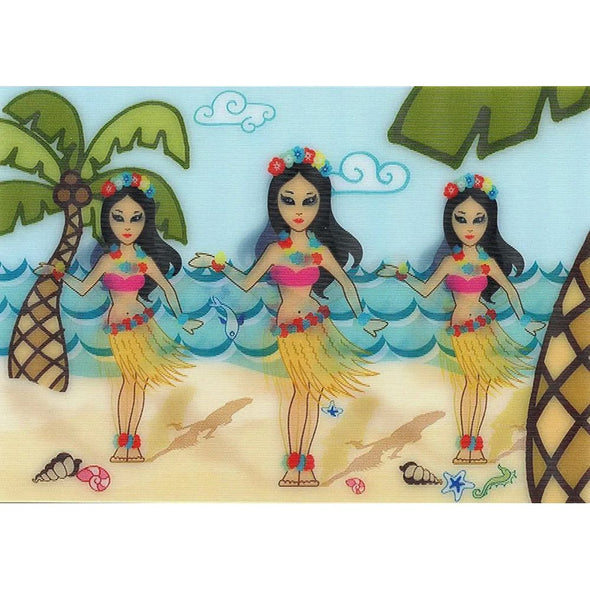 Hula Girls Dancing - 3D Motion Lenticular Postcards Greeting Cards Postcard 3dstereo 
