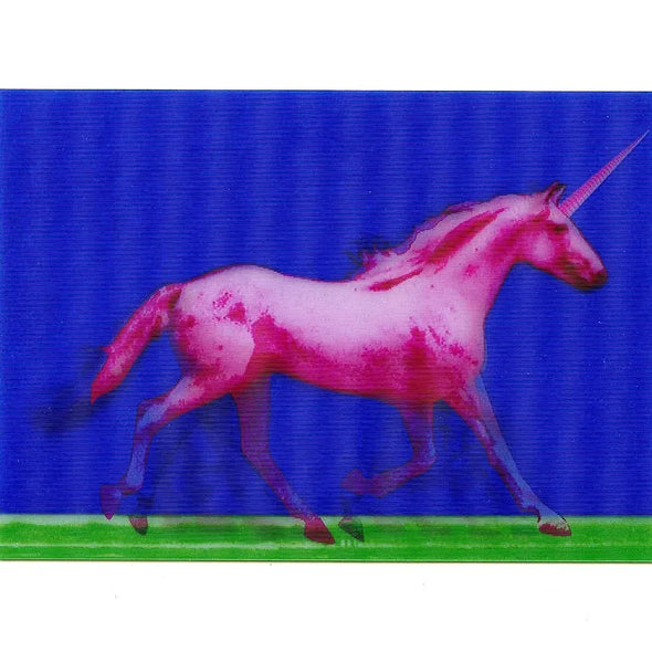 2 - 3D Motion Lenticular Postcards Greeting Cards of GALLOPING UNICORNS - NEW Postcard 3dstereo 