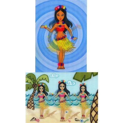 2 - 3D Motion Lenticular Postcards Greeting Cards of HULA-GIRLS DANCING - NEW Postcard 3dstereo 