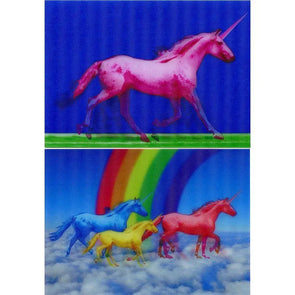 2 - 3D Motion Lenticular Postcards Greeting Cards of GALLOPING UNICORNS - NEW Postcard 3dstereo 