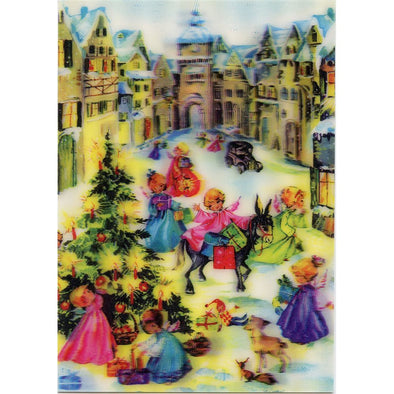 Victorian Christmas - 3D Lenticular Postcard Greeting Card - NEW Post Cards 3dstereo 