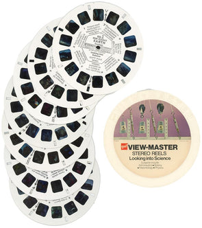 Looking into Science - 7 ViewMaster Vintage 3D Reels Plus Storage Case - vintage Canister 3Dstereo 