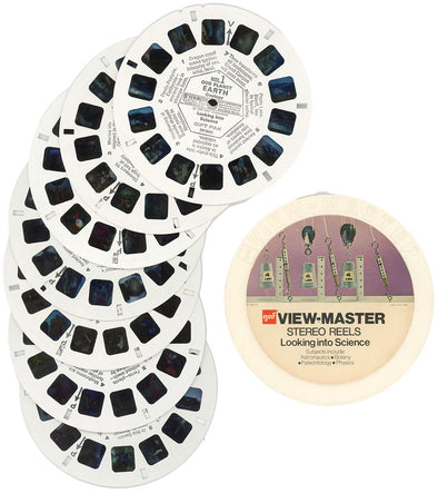 Looking into Science - 7 ViewMaster Vintage 3D Reels Plus Storage Case - vintage Canister 3Dstereo 