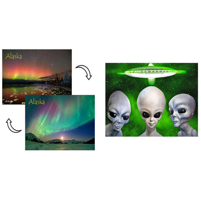 Alien & Aurora Borealis - 2 different 3D Magnets Popular Combo for Savings MAGNET 3Dstereo 