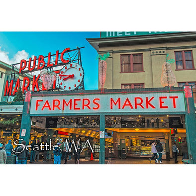 Pikes Place Market - 2 Image 3D Magnet for Refrigerator, Whiteboard, Locker MAGNET 3dstereo 