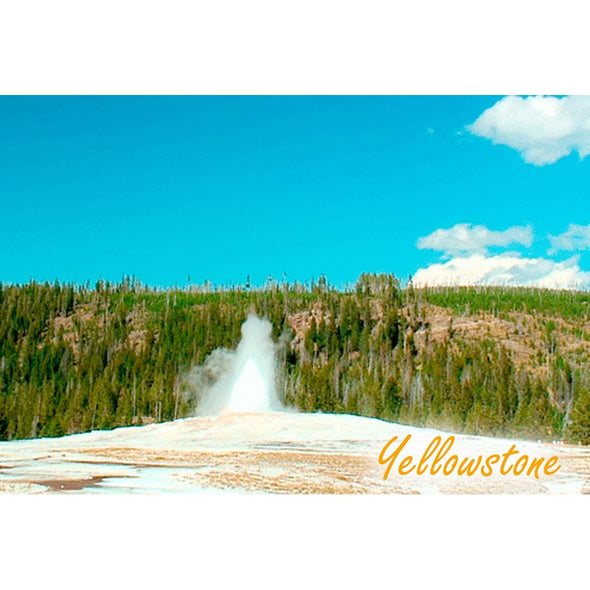 Old Faithful erupting, Yellowstone - 2 Image - 3D Magnet for Refrigerator, Whiteboard, Locker MAGNET 3dstereo 
