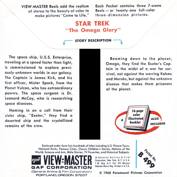 Star Trek - Omega Glory - View-Master 3 Reel Packet - vintage - MKT-B499-G1 MKT 3dstereo 