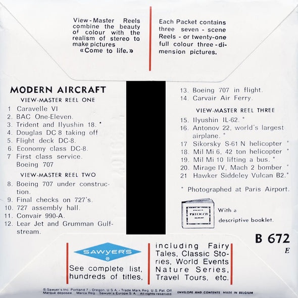 Modern Aircraft - View-Master 3 Reel Packet - vintage - MKT-B672-S6 MKT 3dstereo 