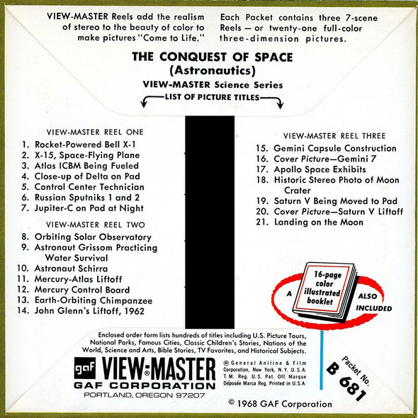 Conquest of Space - Astronautics - View-Master 3 Reel Packet - vintage - MKT-BB451-G5A MKT 3dstereo 