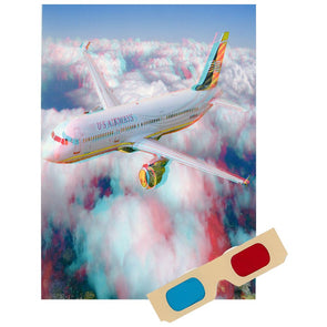 Airplane - Phantogram Greeting Card - with 3D Glasses - Image Pops Up from the Card - Unique 3D - NEW collections 3dstereo 