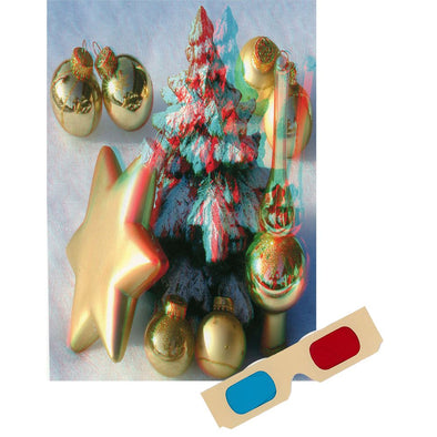 Christmas Tree & Ornaments - Phantogram Greeting Card - with 3D Glasses - Image Pops Up from the Card - Unique 3D - NEW collections 3dstereo 