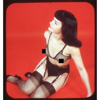 5 ANDREW - 3D Stereo Twin - 35mm Pinup Slides - Bettie Page Black Lingerie - vintage 3dstereo 