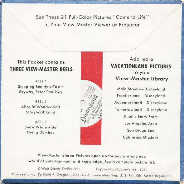 Fantasyland - View-Master 3 Reel Packet - 1955 - vintage - 854ABC-S3 Packet 3dstereo 
