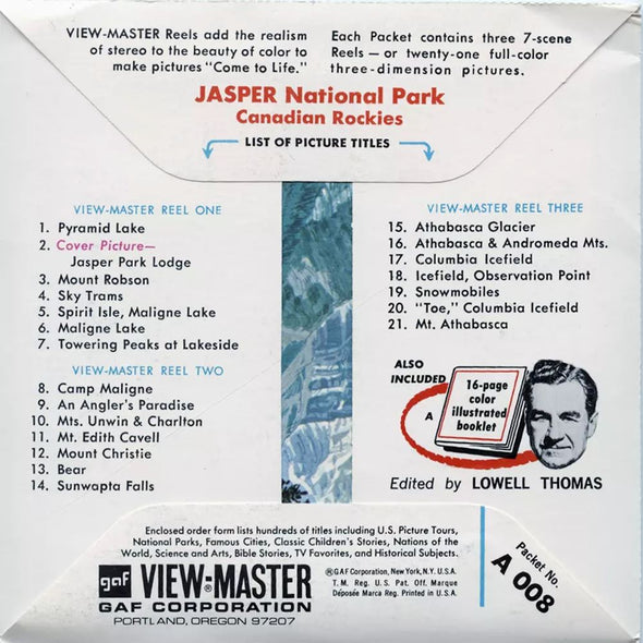 5 ANDREW - Jasper National Park - View-Master 3 Reel Packet - vintage - A008-G1A Packet 3dstereo 