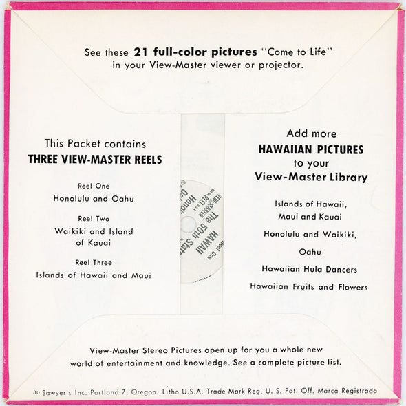 Hawaii the 50th State - ViewMaster 3 Reel Packet - 1959 - vintage - A120-S4 Packet 3dstereo 