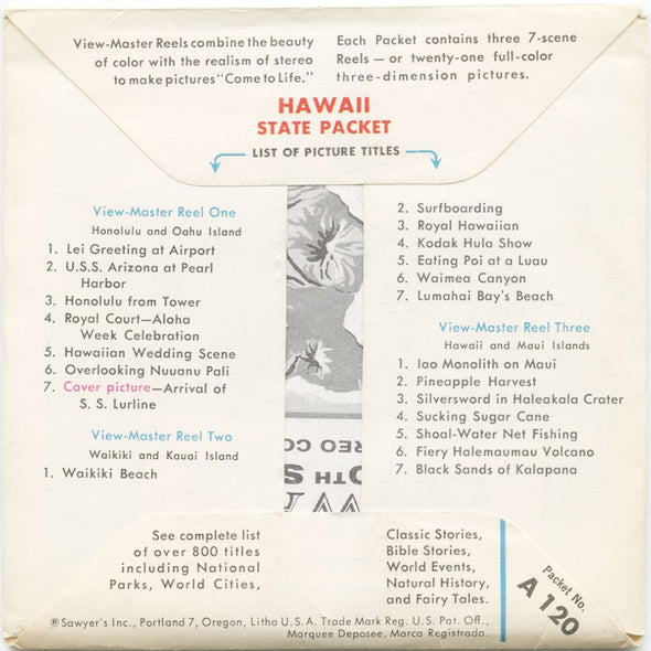 10 ANDREW - Hawaii - The 50th State - View-Master 3 Reel Packet - vintage - A120-S5 Packet 3dstereo 