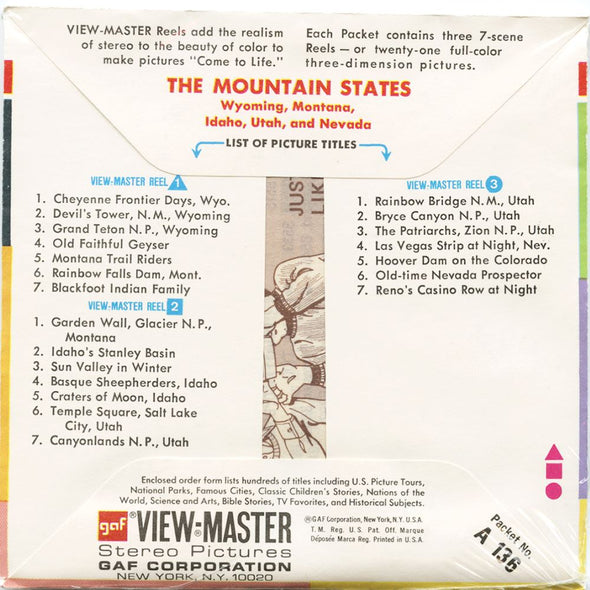 5 ANDREW - The Mountain States - View-Master 3 Reel Packet - vintage - A136-G3A Packet 3dstereo 