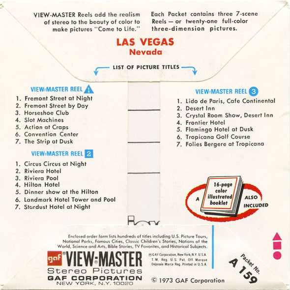 5 ANDREW - Las Vegas - Nevada - View-Master 3 Reel Packet - 1973 - vintage - A159-G3C Packet 3dstereo 