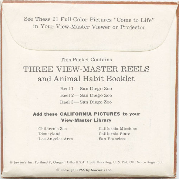 9 ANDREW - San Diego Zoo - View-Master 3 Reel Packet - vintage - A173-S4 Packet 3Dstereo 