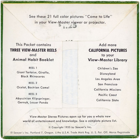 San Diego Zoo - View-Master 3 Reel Packet - vintage - A173-S4 Packet 3dstereo 