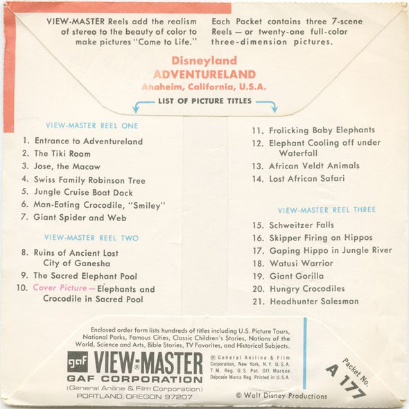 10 ANDREW - Adventureland - View-Master 3 Reel Packet - vintage - A177-G1D Packet 3dstereo 