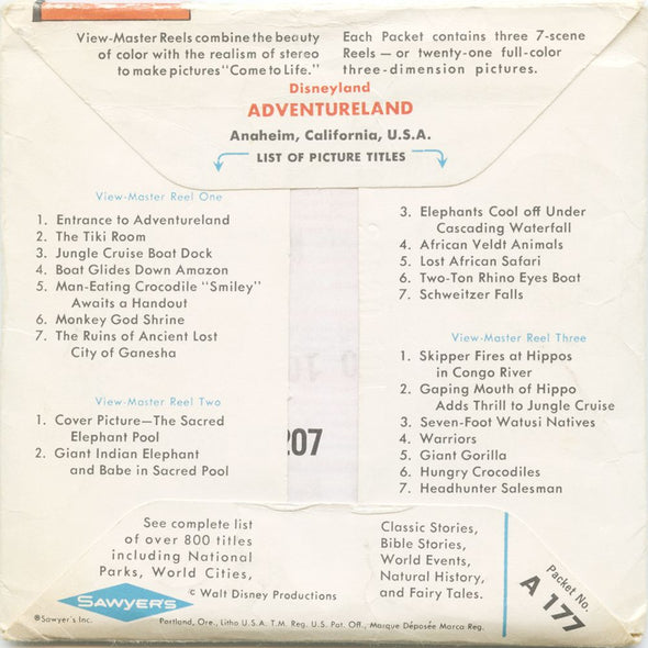 10 ANDREW - Adventureland - View-Master 3 Reel Economy Packet - vintage - A177-S6C Packet 3dstereo 