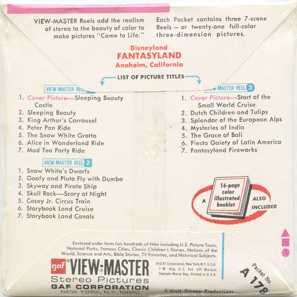 9 ANDREW - Fantasyland - View-Master 3 Reel Packet - vintage - A178-G3E - unopened Packet 3Dstereo 