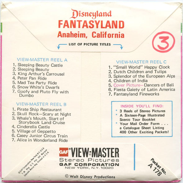 6 ANDREW - Fantasyland - View-Master 3 Reel Packet - vintage - A178-G5 Packet 3dstereo 