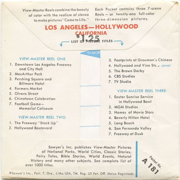 10 ANDREW - Los Angeles - View-Master 3 Reel Packet - vintage - A181-S5 Packet 3dstereo 