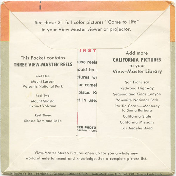 10 ANDREW - Mount Lassen and Mount Shasta - View-Master 3 Reel Economy Packet - vintage - A187-SU Packet 3Dstereo 