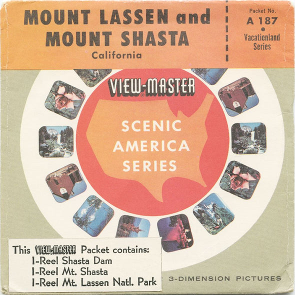 10 ANDREW - Mount Lassen and Mount Shasta - View-Master 3 Reel Economy Packet - vintage - A187-SU Packet 3Dstereo 