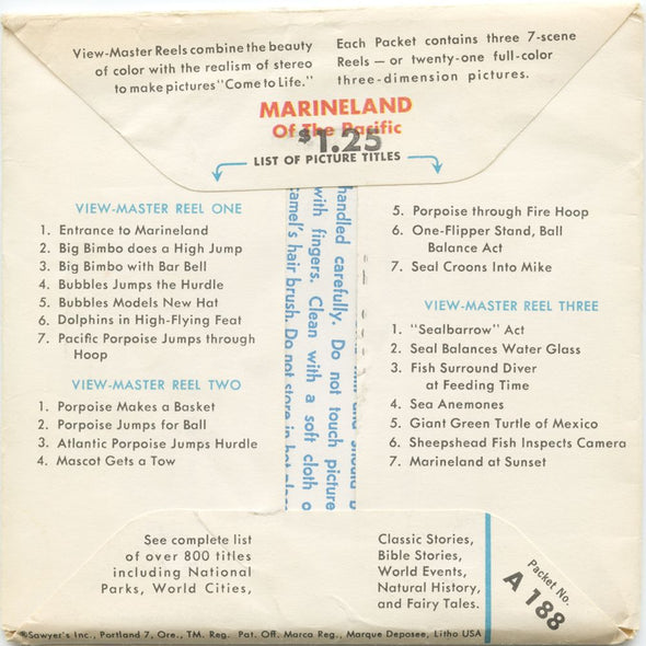 10 ANDREW - Marineland of the Pacific - View-Master 3 Reel Economy Packet - vintage - A188-S5 Packet 3dstereo 