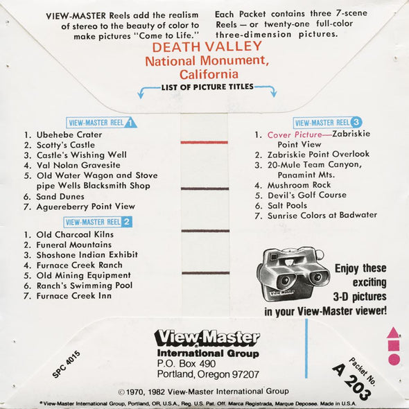 Death Valley - View-Master 3 Reel Packet - vintage - A203-V2 Packet 3dstereo 