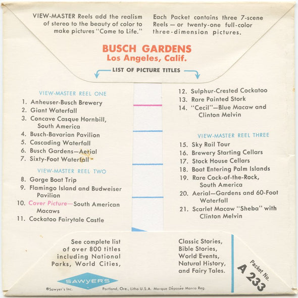 10 ANDREW - Busch Gardens - View-Master 3 Reel Packet - vintage - A233-S6A Packet 3dstereo.com 