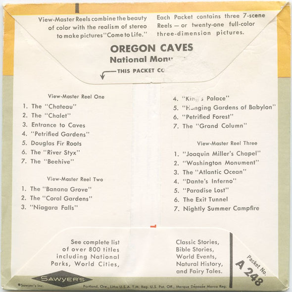9 ANDREW - Oregon Caves - View-Master 3 Reel Packet - vintage - A248-SU Packet 3dstereo 