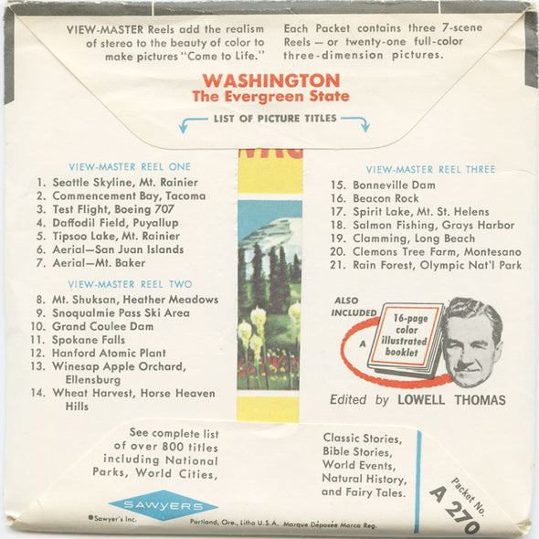Washington - View-Master 3 Reel Packet - vintage - A270-S6A Packet 3dstereo 