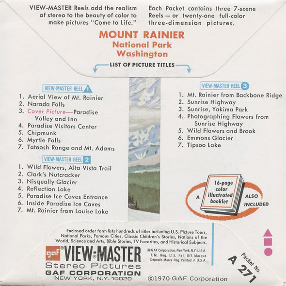 5 ANDREW - Mount Rainier - View-Master 3 Reel Packet - vintage - A271-G1B Packet 3dstereo 