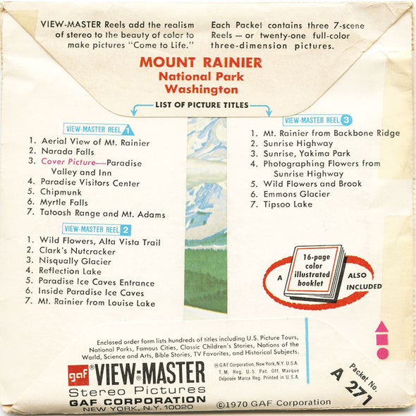 5 ANDREW - Mount Rainier - View-Master 3 Reel Packet - 1970 - vintage - A271-G1B Packet 3dstereo 