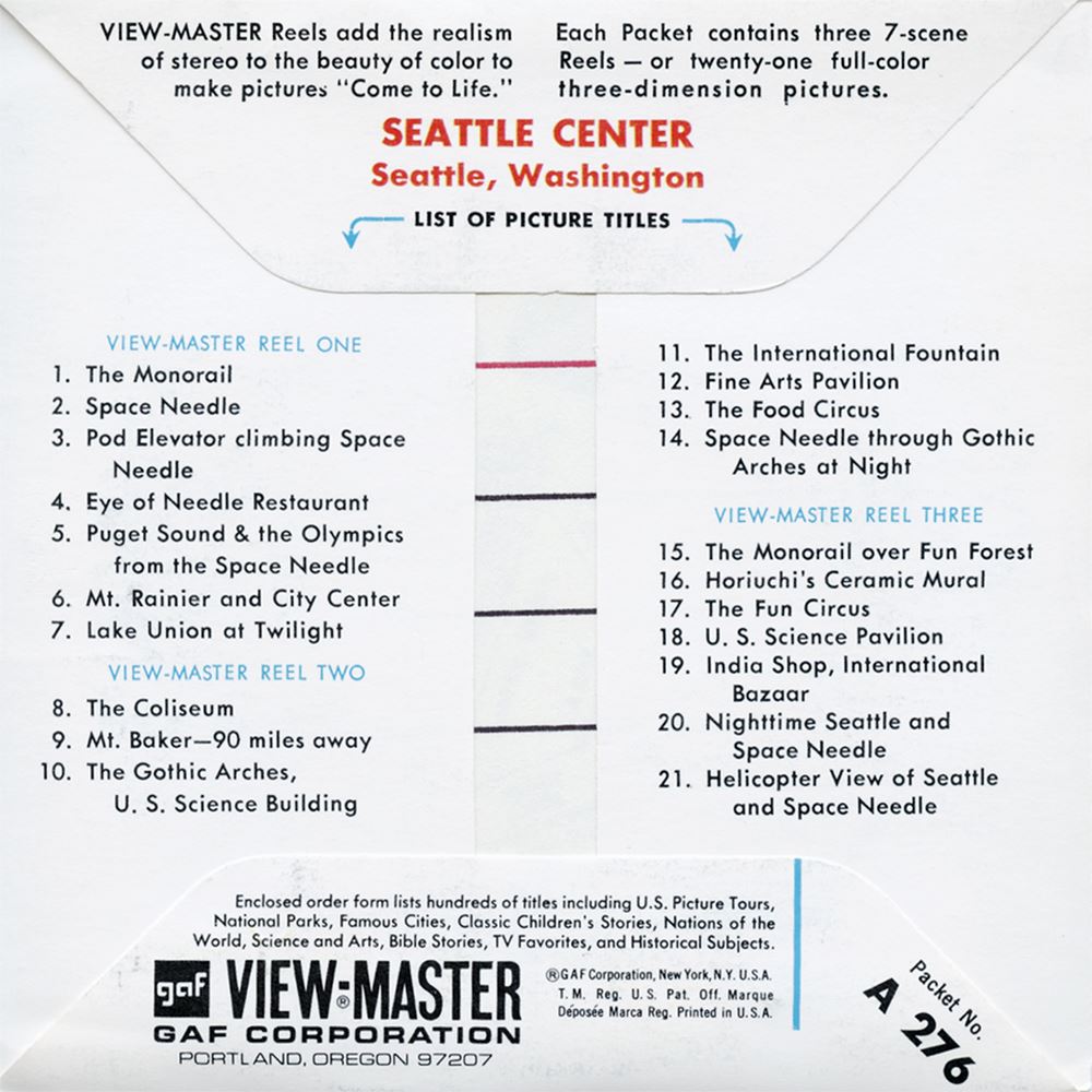 View Master A800, Washington DC, GAF, Version A, 3 Reel Set