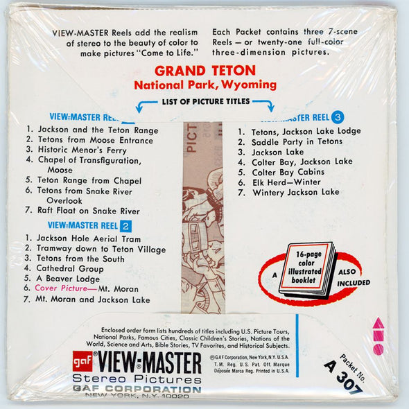 Grand Teton National Park - View-Master 3 Reel Packet - vintage - 1970s PKT 3Dstereo 