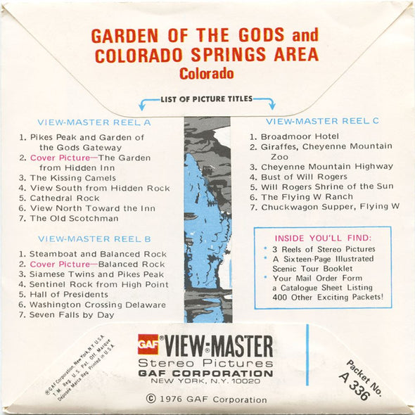 5 ANDREW - Garden of the Gods - View-Master 3 Reel Packet - 1976 - vintage - A336-G5A Packet 3dstereo 